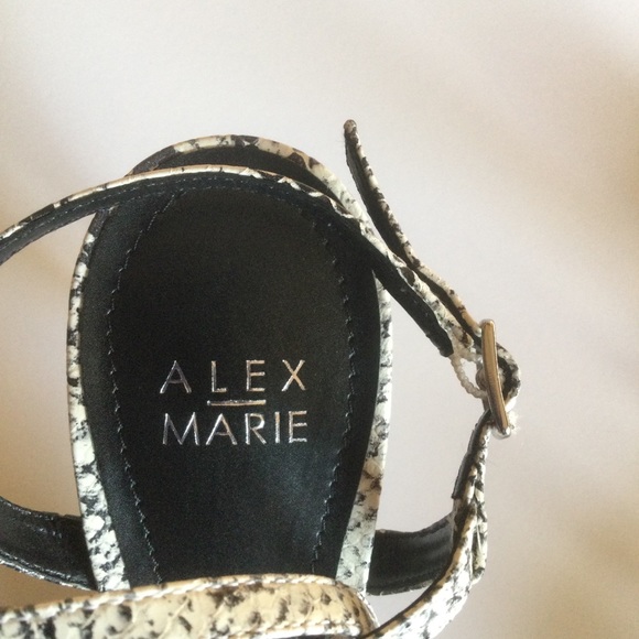 Alex Marie Black and White Snake Print Strap Heels. Size 10 - Picture 7 of 9